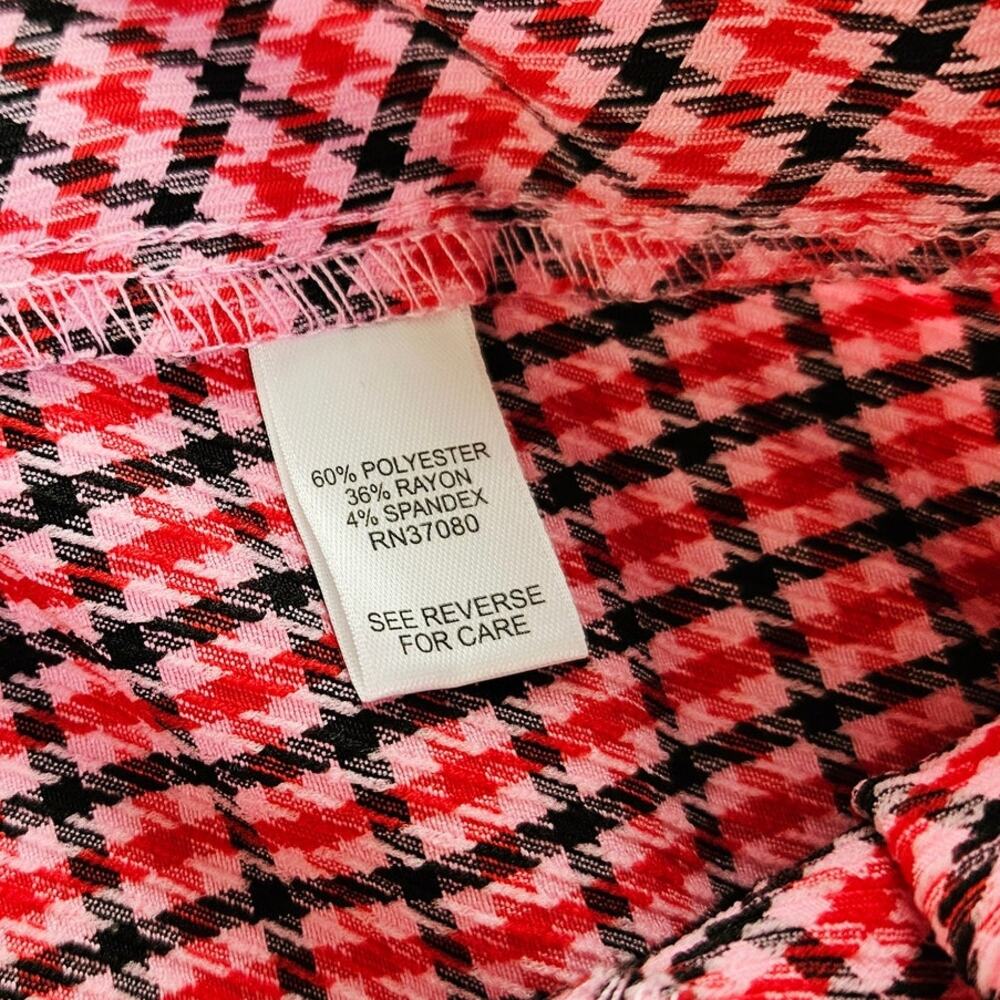 New Cato Plus Size 28W Hi-Rise Slim Pants Pink Red Houndstooth Plaid Valentine - Picture 12 of 16
